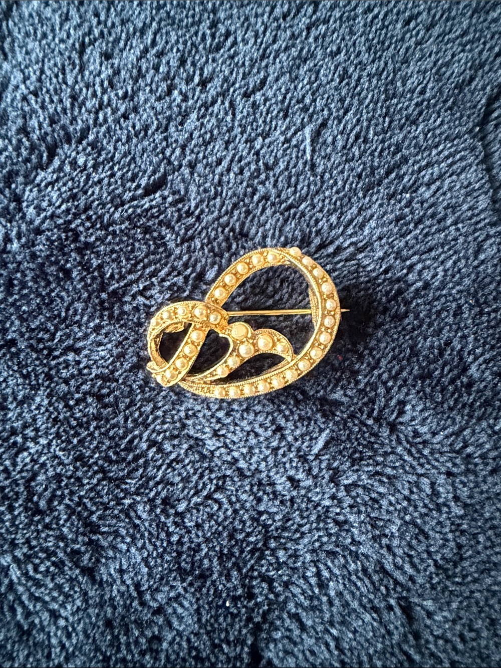 Gold Tone Crystal Loop Heart Brooch - Women Jewelry